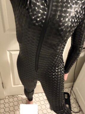 High Collar Stretch PVC hologram catsuit NYE/Rave/Party/EDM alicia Zenobia